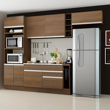 Cocina Integral 290 cm Con Mueble para Horno Marrón Glamy Madesa