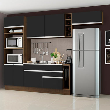 Cocina Integral 290 cm Con Mueble para Horno Marrón/Negro Glamy Madesa