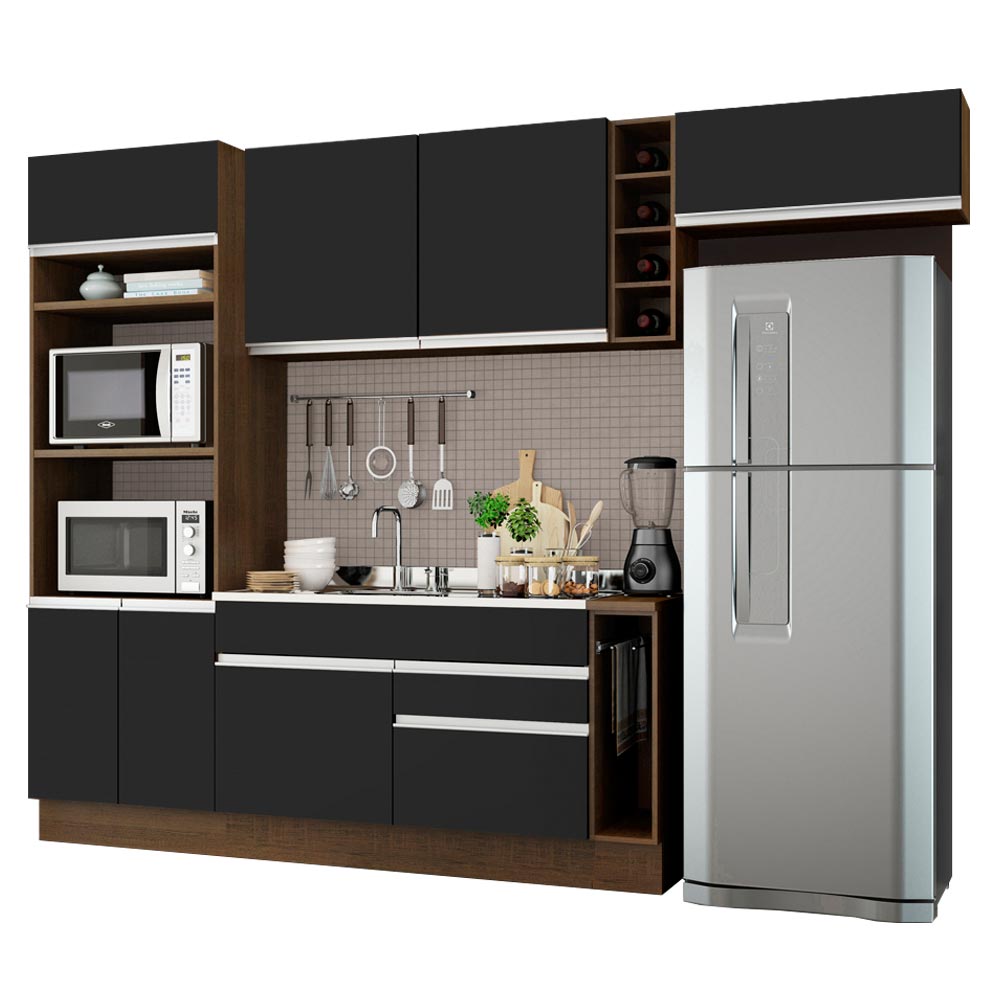 Cocina Integral 290cm Marrón/Negro Safira 04