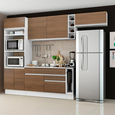 Cocina Integral 290 cm Con Mueble para Horno Blanco/Marrón Glamy Madesa