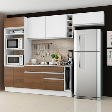 Cocina Integral 290 cm Con Mueble para Horno Marrón/Blanco Glamy Madesa