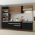 Cocina Integral 290 x 52 cm 9 Puertas 2 Cajones Con Mueble para Horno Marrón/Negro Glamy Madesa 07