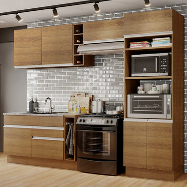 Cocina Integral 290 cm Con Mueble para Horno Marrón Glamy Madesa