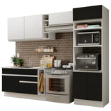Cocina Integral 290cm Blanco/Negro/Blanco Glamy 10