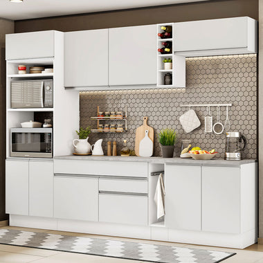 Cocina Integral 290 cm Con Mueble para Horno Blanco Glamy Madesa