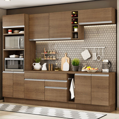Cocina Integral 290 cm Con Mueble para Horno Marrón Glamy Madesa