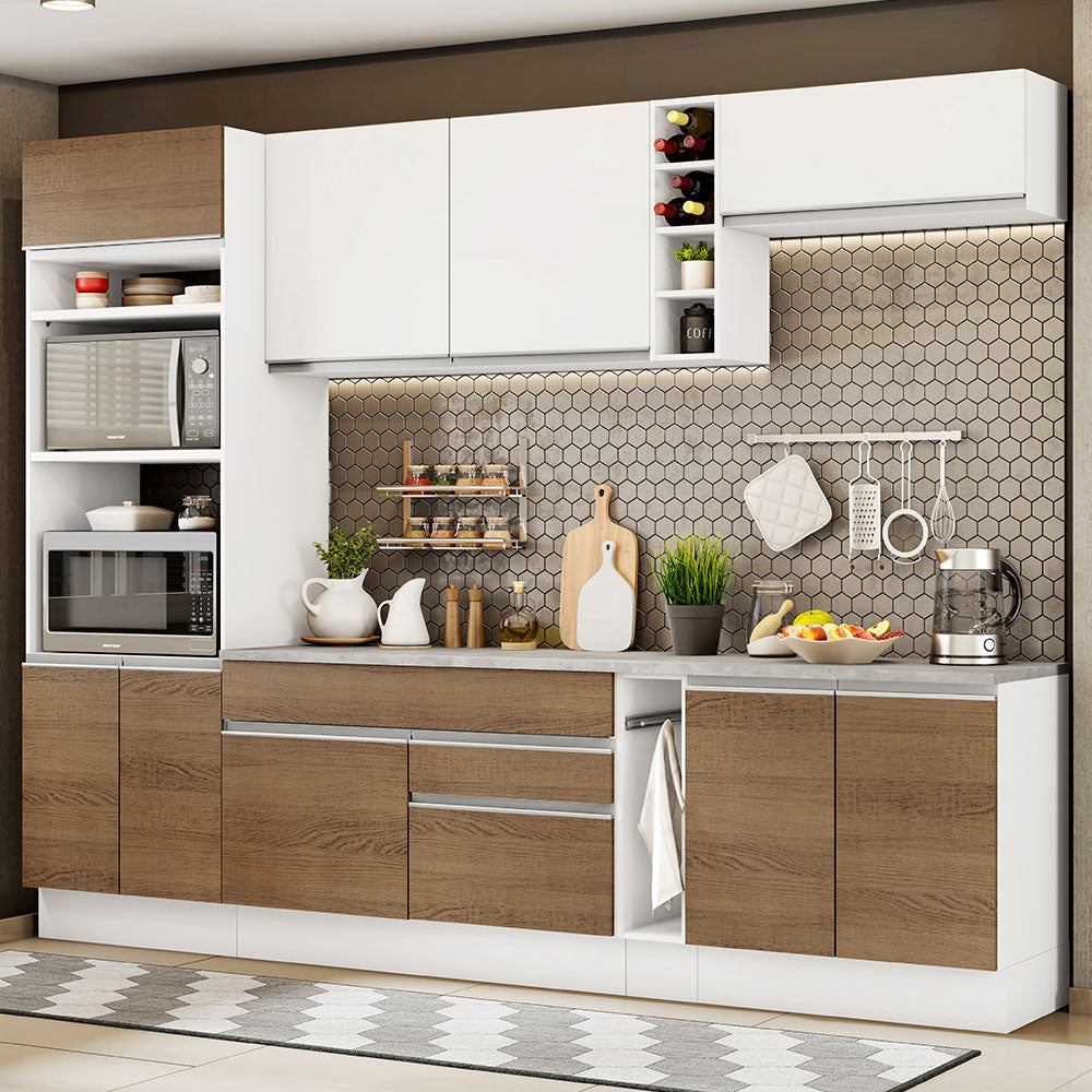 Cocina Integral 290 cm Blanco/Marrón/Blanco Vicenza 12