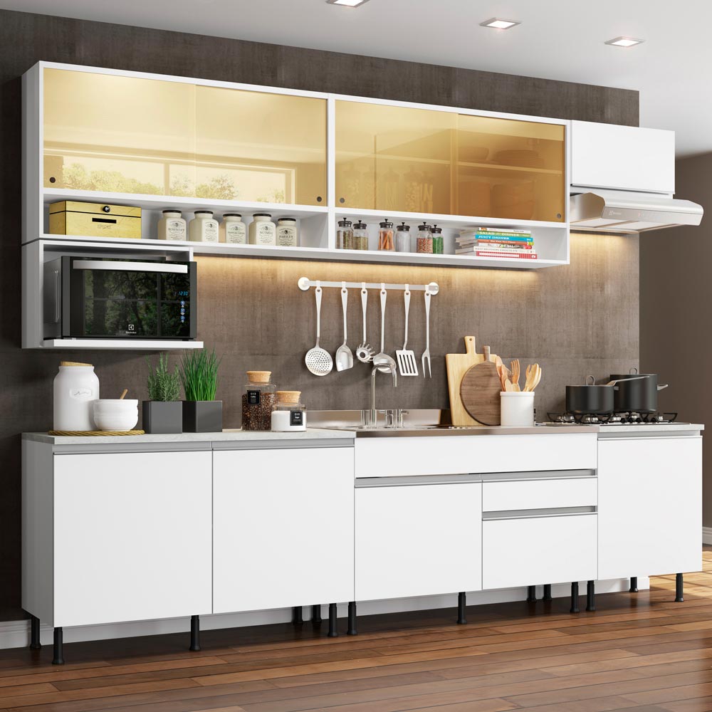 Cocina Integral 300cm Blanco Glamy 01SR