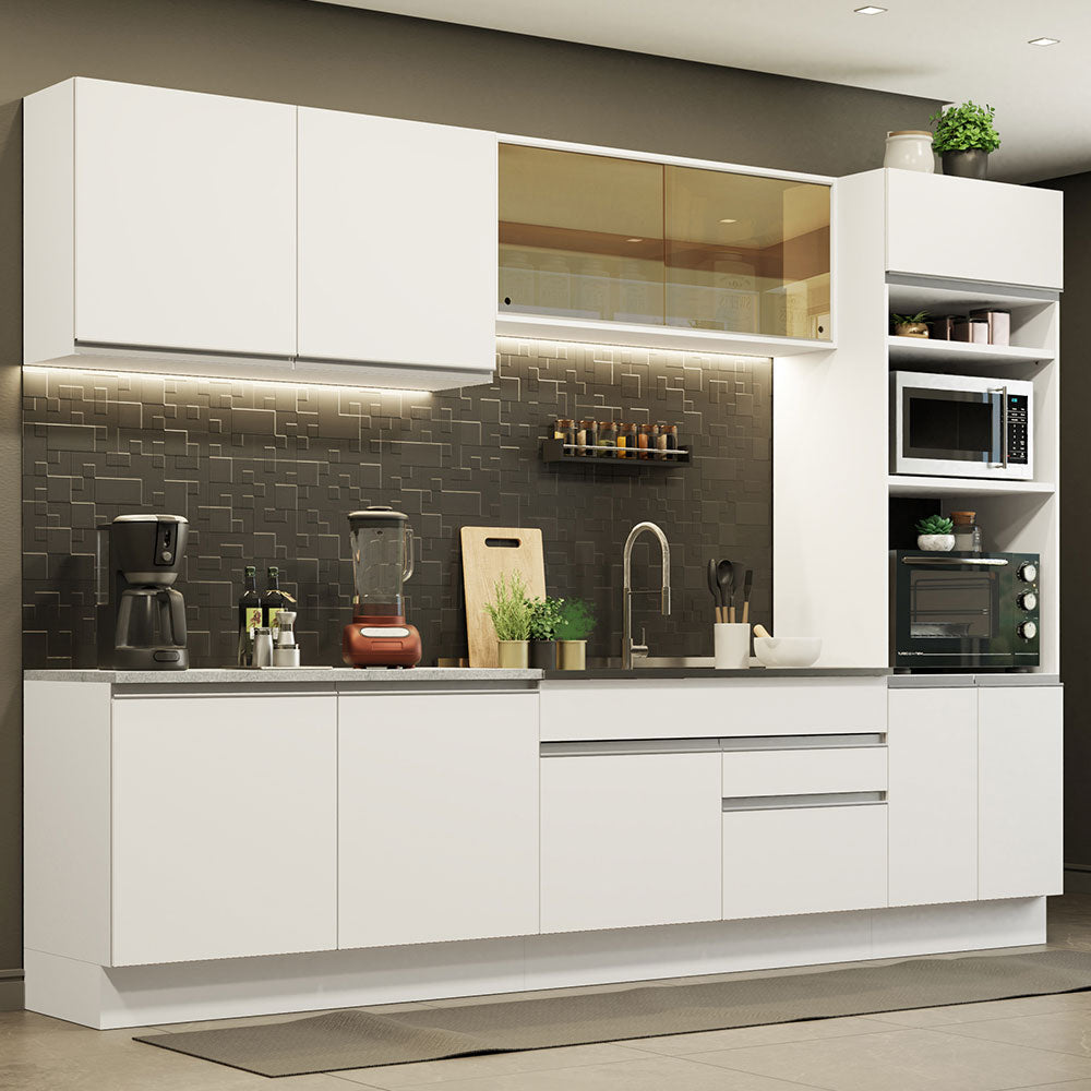 Cocina Integral 310 cm Con Mueble para Horno Blanco Glamy Madesa