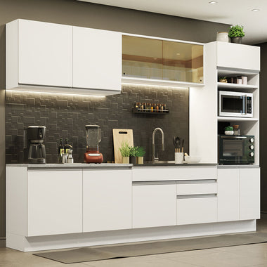 Cocina Integral 310 cm Con Mueble para Horno Blanco Glamy Madesa