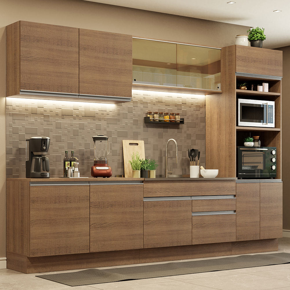 Cocina Integral 310 cm Con Mueble para Horno Marrón Glamy Madesa