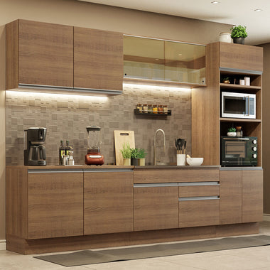 Cocina Integral 310 cm Con Mueble para Horno Marrón Glamy Madesa