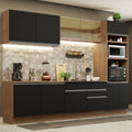 Cocina Integral 310 cm Con Mueble para Horno Marrón/Negro Glamy Madesa