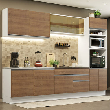 Cocina Integral 310 cm Con Mueble para Horno Blanco/Marrón Glamy Madesa