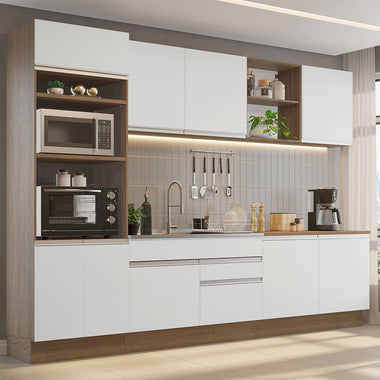Cocina Integral 310 cm Con Mueble para Horno Marrón/Blanco Glamy Madesa