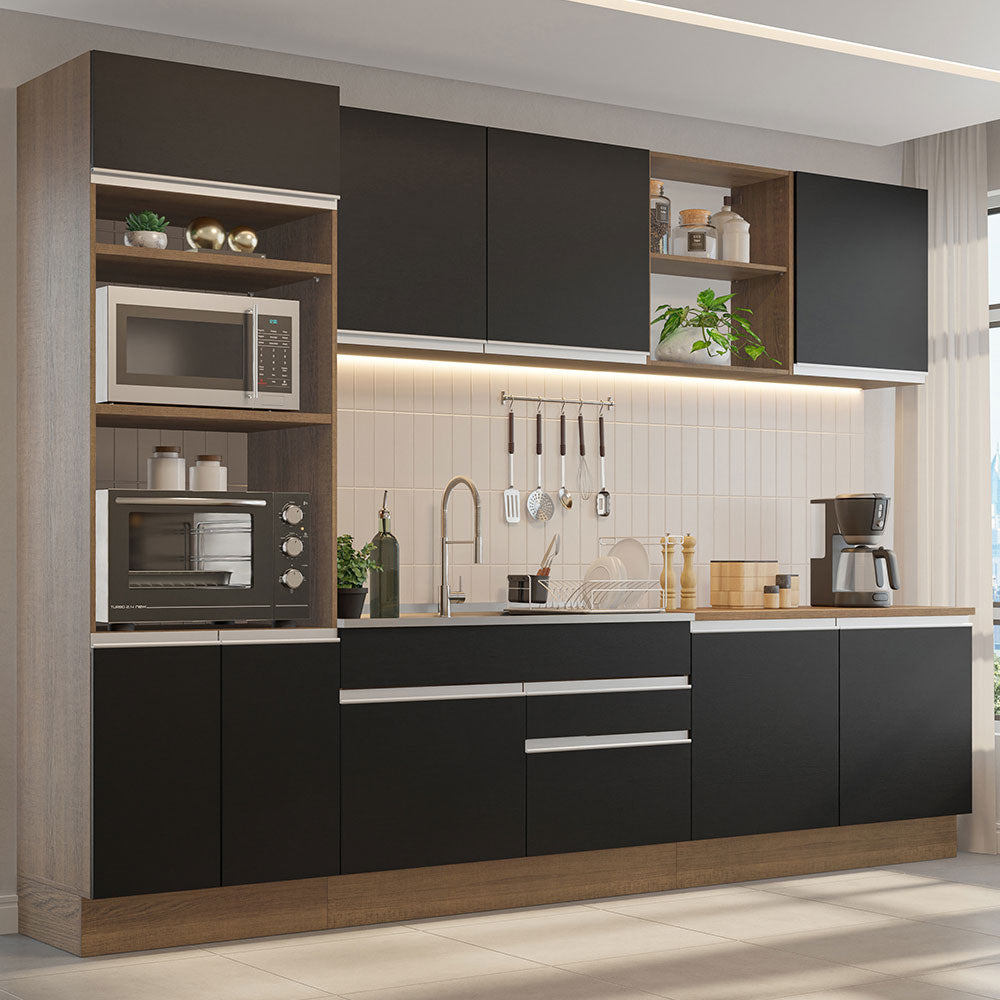Cocina Integral 310 cm Con Mueble para Horno Marrón/Negro Madesa