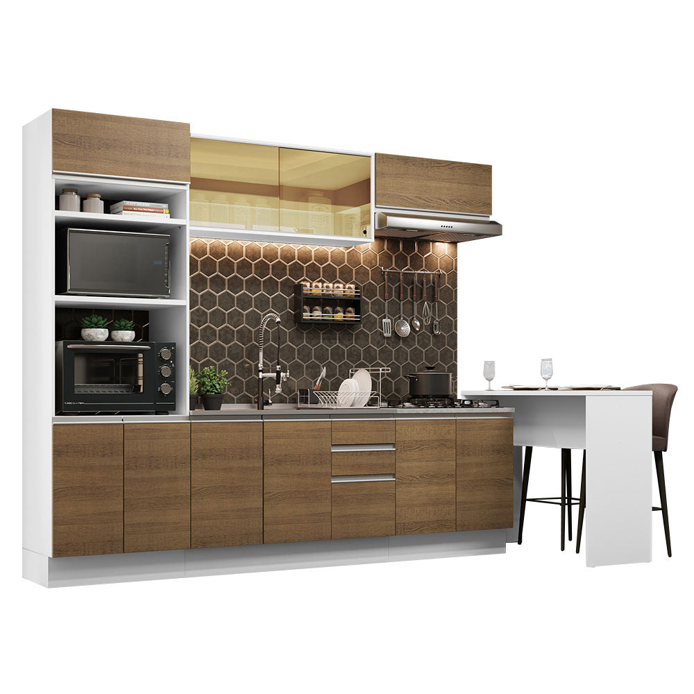 Cocina Integral 315 cm Blanco/Marrón Glamy 01