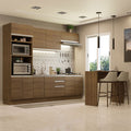 Kit Cocina Integral 385 cm y Barra de Cocina Marrón Glamy Madesa