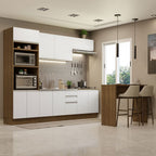 Kit Cocina Integral 385 cm y Barra de Cocina Marrón/Blanco Glamy Madesa