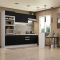 Kit Cocina Integral 385 cm y Barra de Cocina Blanco/Negro Glamy Madesa