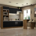 Kit Cocina Integral 315 cm y Barra de Cocina Marrón/Negro Glamy Madesa