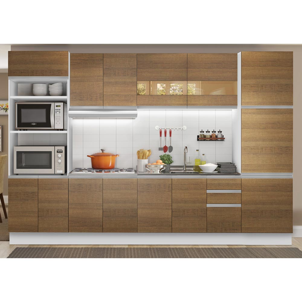 Cocina Integral 330cm Blanco/Marrón Glamy 02