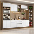 Cocina Integral 330 cm Con Mueble para Horno y Despensa Abierta Marrón/Blanco Glamy Madesa