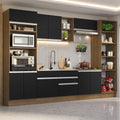 Cocina Integral 330 cm Con Mueble para Horno y Despensa Abierta Marrón/Negro Glamy Madesa