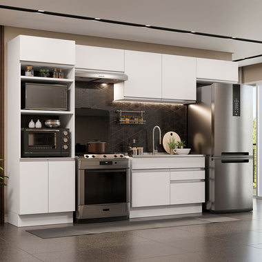 Cocina Integral 350 cm Con Mueble para Horno Blanco Glamy Madesa