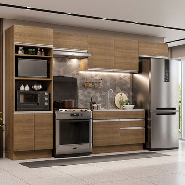 Cocina Integral 350 cm Con Mueble para Horno Marrón Glamy Madesa