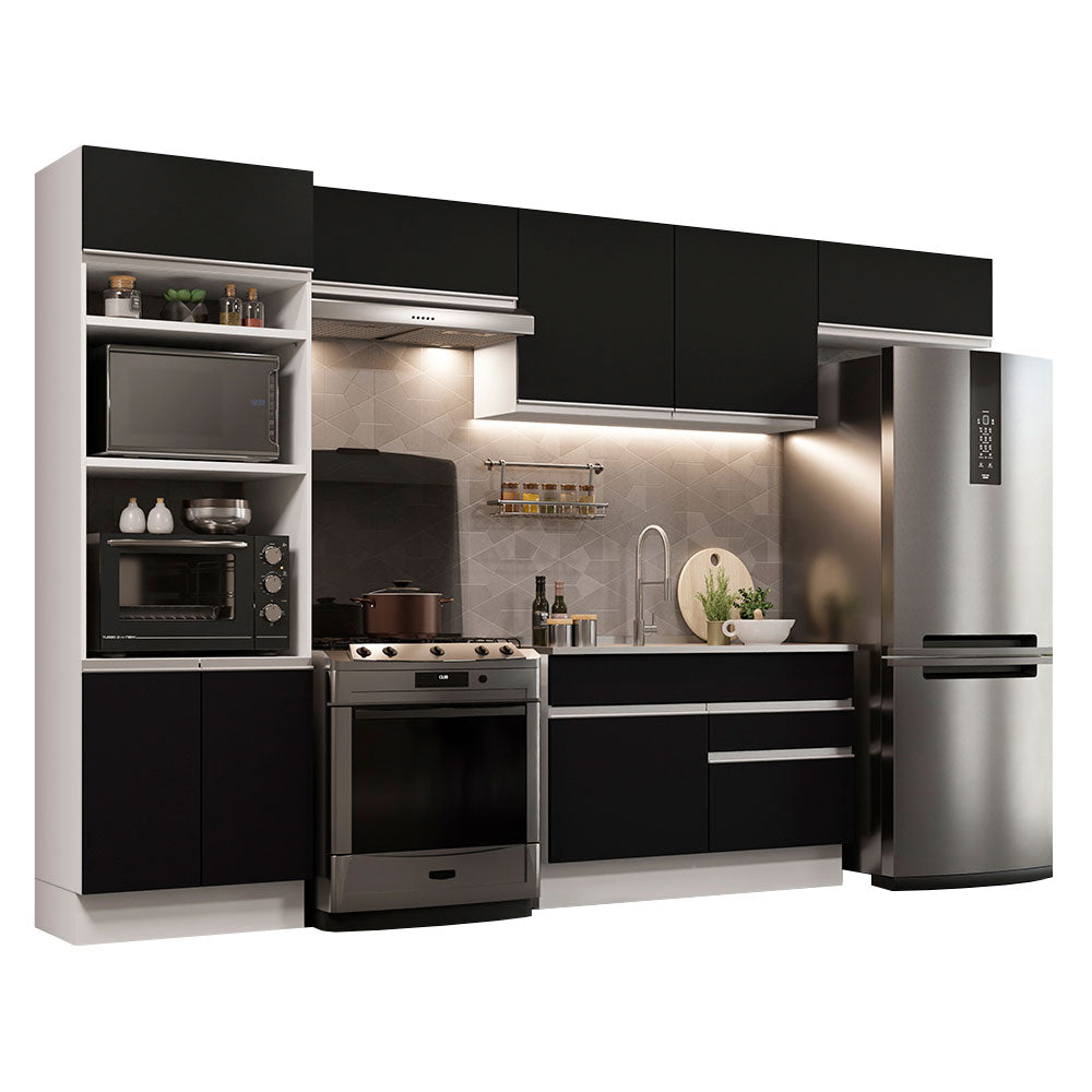 Cocina Integral 350cm Blanco/Negro 01