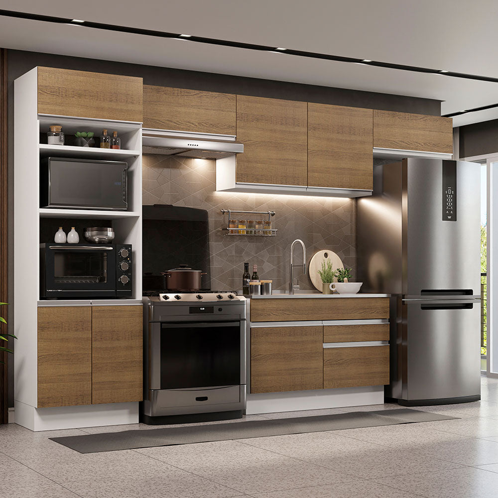 Cocina Integral 350cm Blanco/Marrón Glamy 01