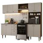 Cocina Compacta 235 cm Con Mueble para Horno Marrón/Crema Gourmet Madesa