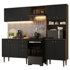 Cocina Compacta 235 cm Con Mueble para Horno Marrón/Negro Gourmet Madesa