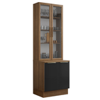 Kit Gabinete Bajo 2 Puertas y Vitrina 70 cm Marrón/Negro Lux Madesa