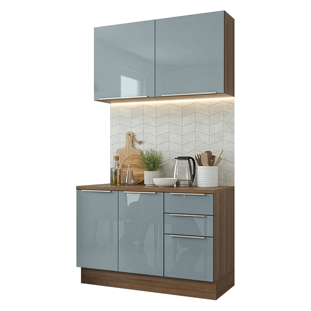 Cocina Integral 120 cm Marrón/Gris Lux Madesa 01