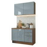 Cocina Integral 120 cm Marrón/Gris Lux Madesa 01