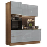 Cocina Integral 180 cm Lux Marrón/Gris 01