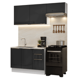 Cocina Integral 180 cm Blanco/Negro Lux Madesa 02