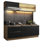 Cocina Compacta 200 cm Marrón/Negro Lux Madesa