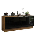 Kit 2 Gabinetes Bajos de Cocina 200 cm Sin Encimera Marrón/Negro Lux Madesa