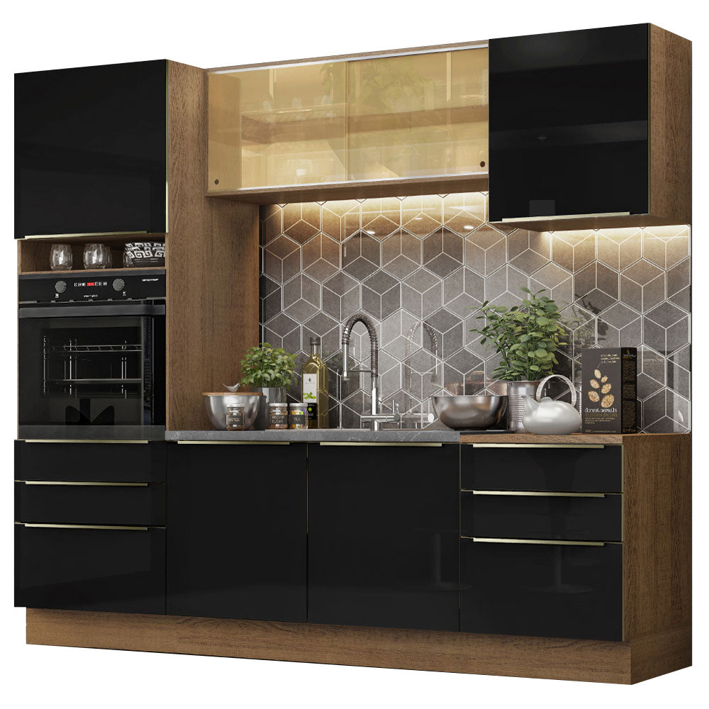 Cocina Integral 240cm Marrón/Negro Lux 02