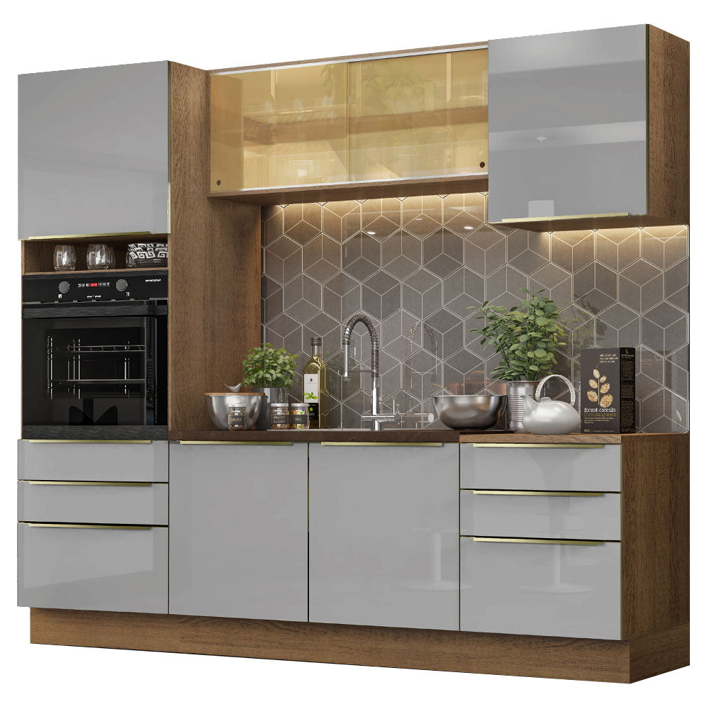 Cocina Integral 240cm Marrón/Gris Lux 02