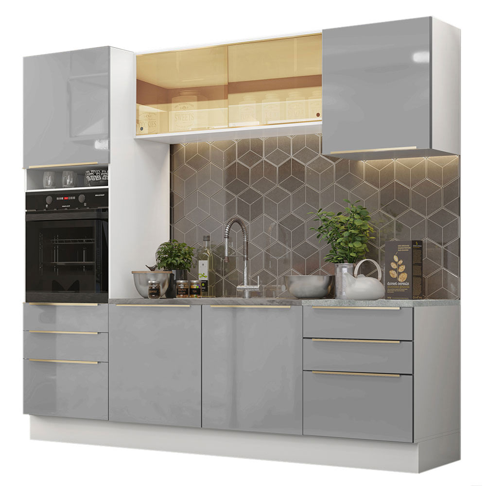 Cocina Integral 240cm Lux Blanco/Gris 02