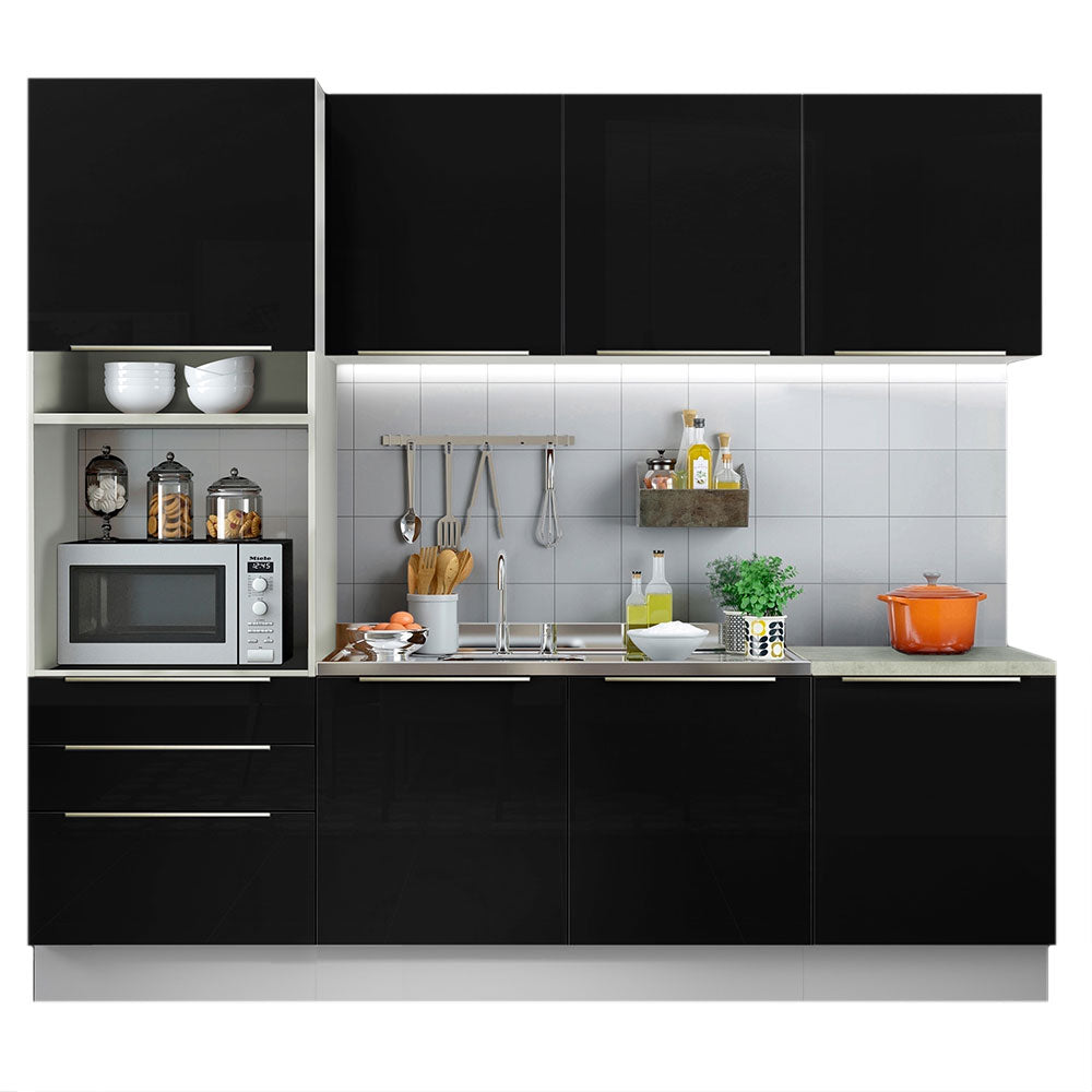 Cocina Integral 240cm Lux Blanco/Negro 03