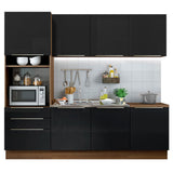 Cocina Integral 240cm Marrón/Negro Lux 03