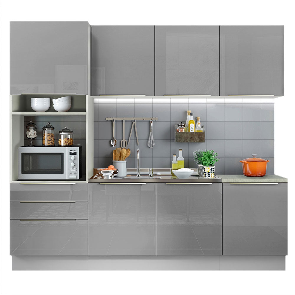 Cocina Integral 240cm Lux Blanco/Gris 03