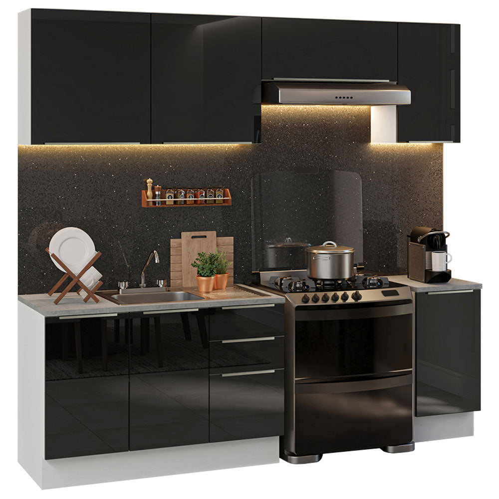 Cocina Integral con Accesorios 240cm Lux Blanco/Negro