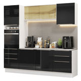 Cocina Integral 240cm Blanco/Negro Lux 08