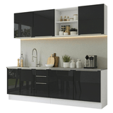 Cocina Integral 240 cm Blanco/Negro Lux Madesa 09